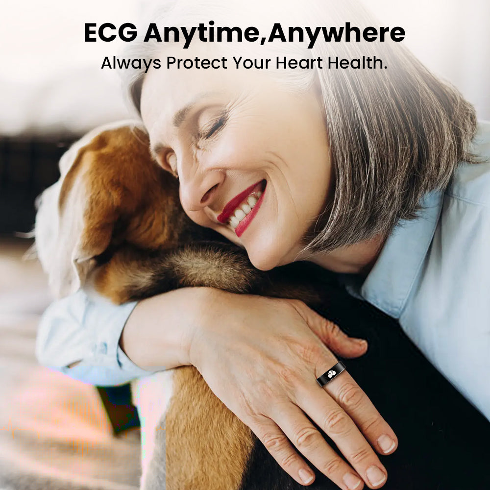 Smart Health Ring with Blood Glucose, ECG/EKG & Blood Pressure Tracking + AI Analysis