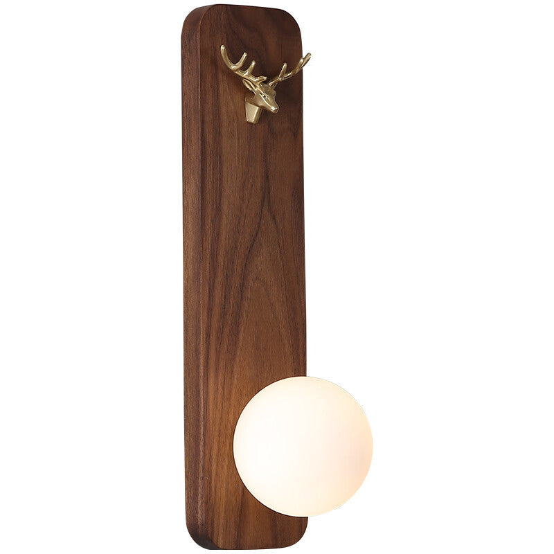 Willbuyshop Deer Antler Wall Sconce - New Chinese Walnut & Brass