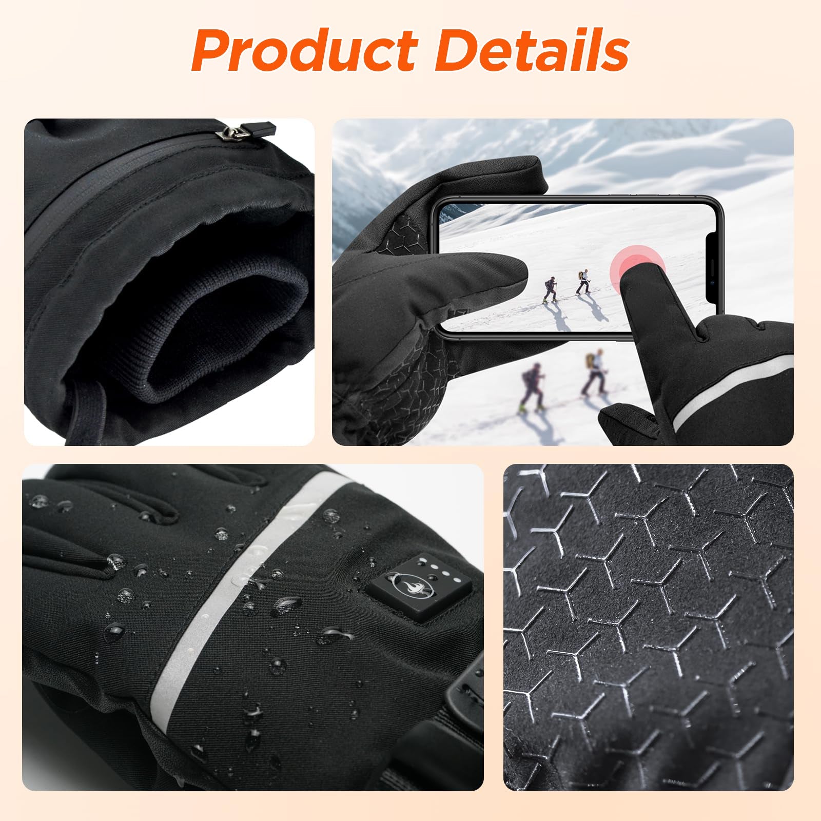 Rechargeable Heated Gloves with Touchscreen