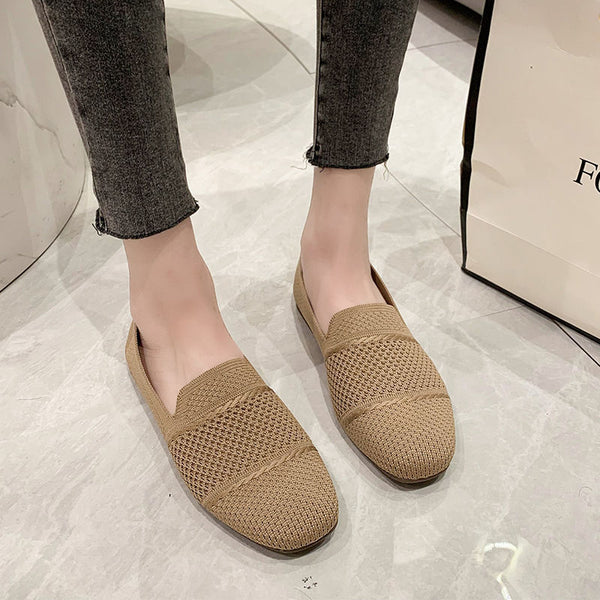Breathable Flying Woven Women's Casual Shoes Flat Shoes Work Shoes Mesh Soft Sole Shoes
