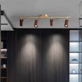 Willbuyshop Nordic Wood Track Light - 4-Head Walnut & Brass