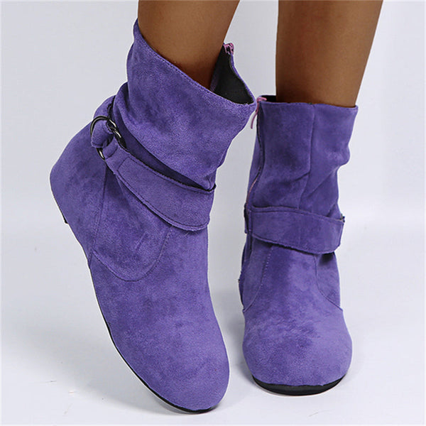 Fashion Non-Slip Faux Suede Flat Heels Ankle Boots for Women