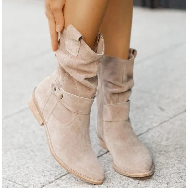 Women's Mid Calf Boots With Zippers And Low Heels
