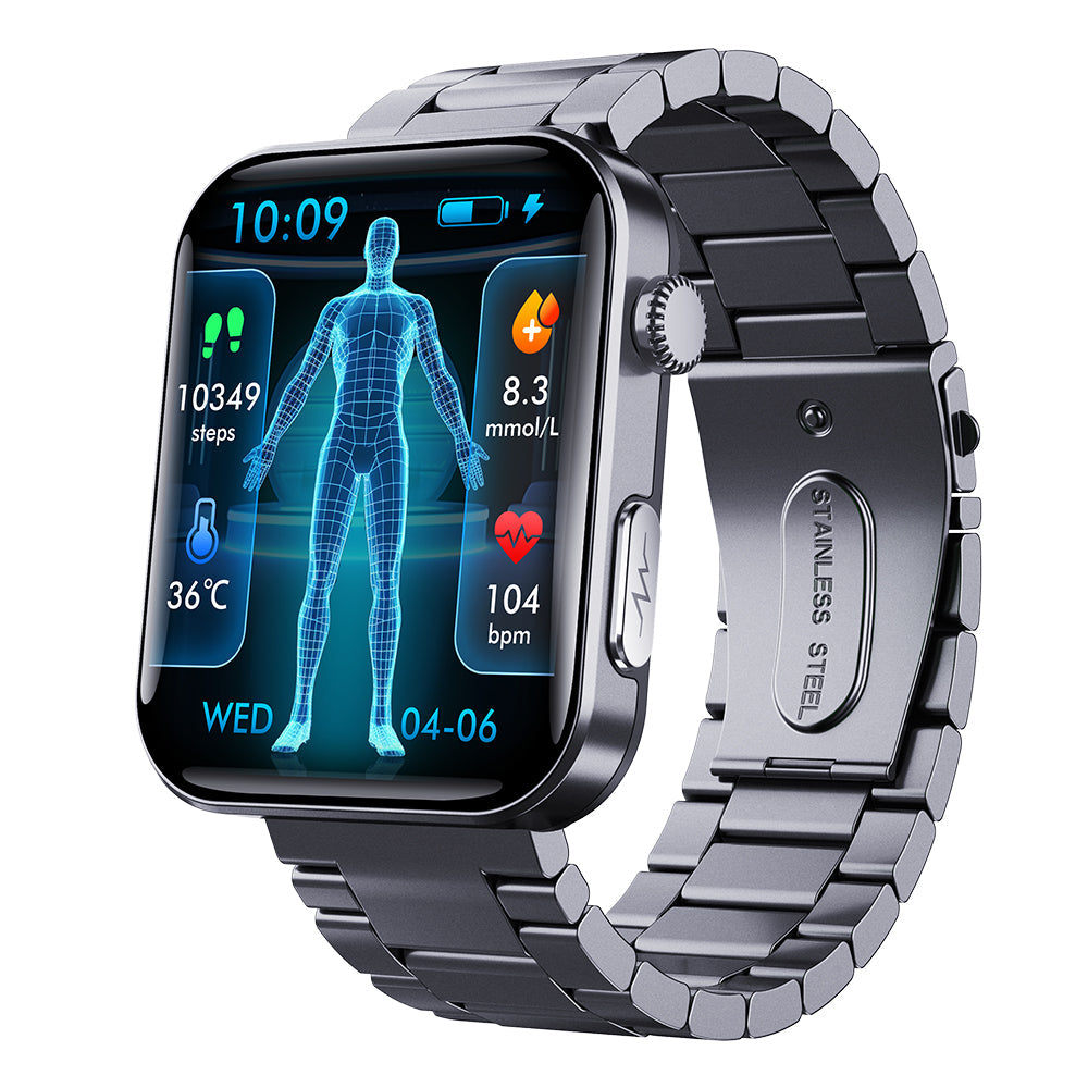 Max 6.1 Smartwatch with ECG, Blood Glucose, Uric Acid & Cholesterol Monitoring