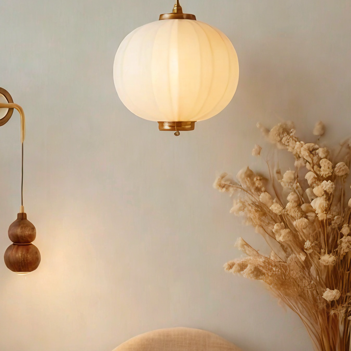 Willbuyshop Gourd Wall Sconce - New Chinese Walnut & Brass