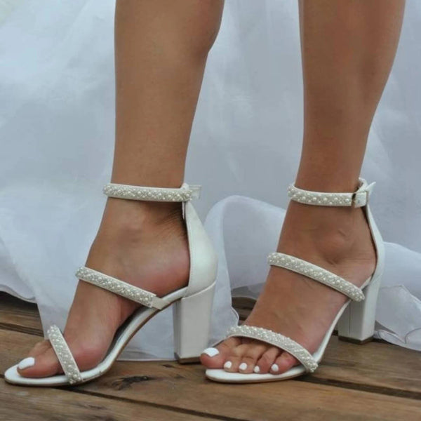 Women's High Heel Women's Shoes  Belt Thick Heel Wedding Shoes