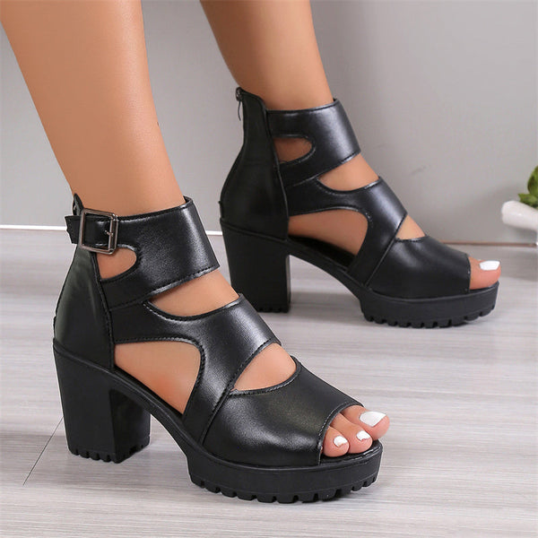 Women’s Peep Toe Chunky Heel Sandal Booties