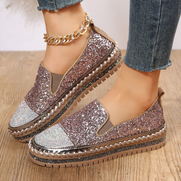 Rhinestone Casual Women's Thick Loafers