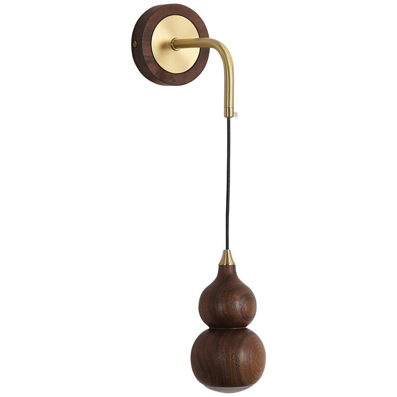Willbuyshop Gourd Wall Sconce - New Chinese Walnut & Brass