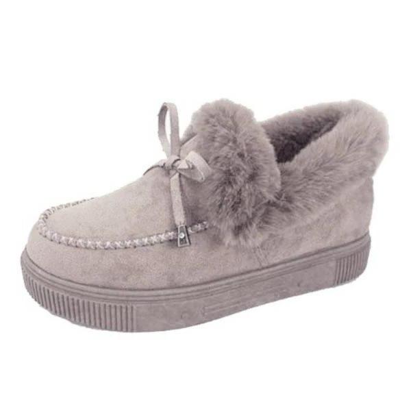 Women's Warm Fuzzy Moccasin Slippers – Faux Fur Lined Indoor Outdoor Shoes with Bowknot