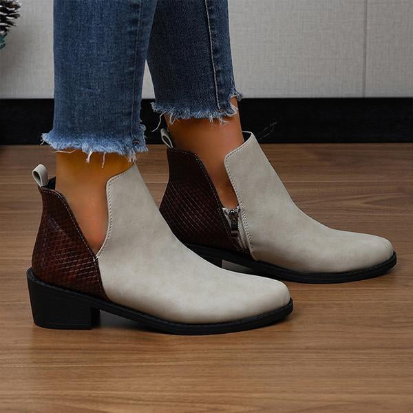 Women's Casual Side Zip Block Heel Chelsea Boots