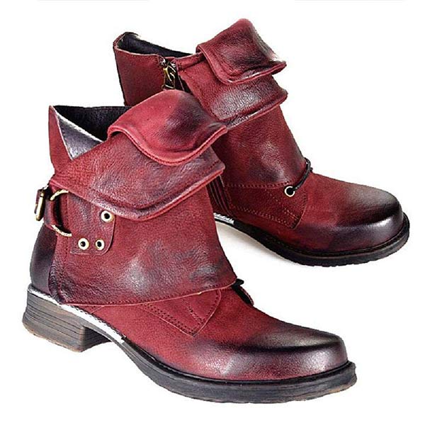 Women's Round Toe Vintage Fringed Ankle Boots