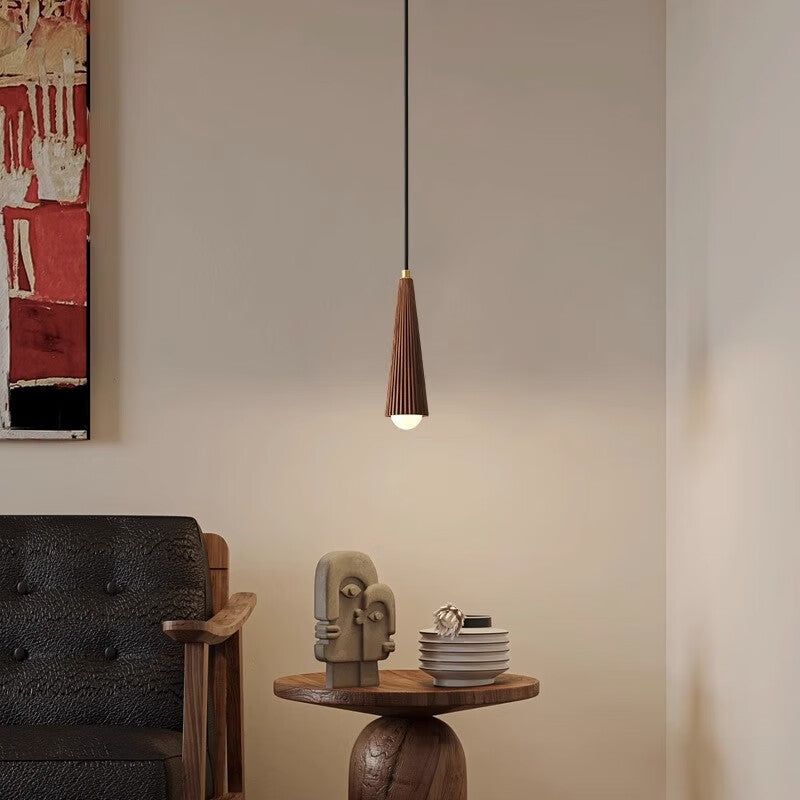 Willbuyshop QIU SHAN Pendant Light - Vintage Walnut & Brass Single Head