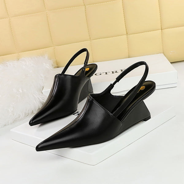 Women's fashion high heel toe shoes leather sandals
