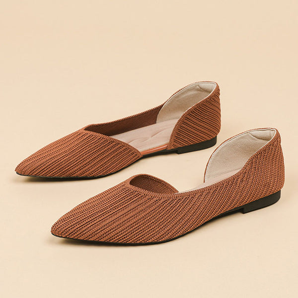 Knitted Flat Bottom Women's Shoes Footwear Casual Slip-On Flats