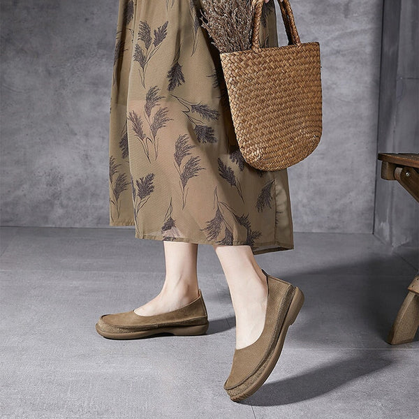 Soft Leather loafers Breathable Slip Ons Handmade in Coffee/Khaki