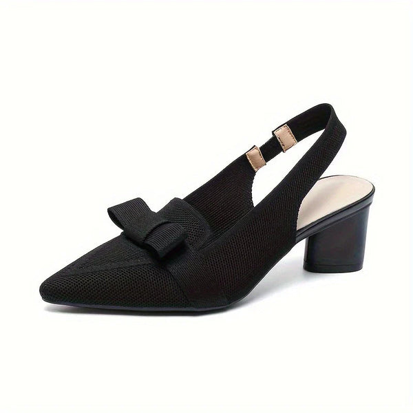 Pointed Toe and Bow Slingback Block Heels