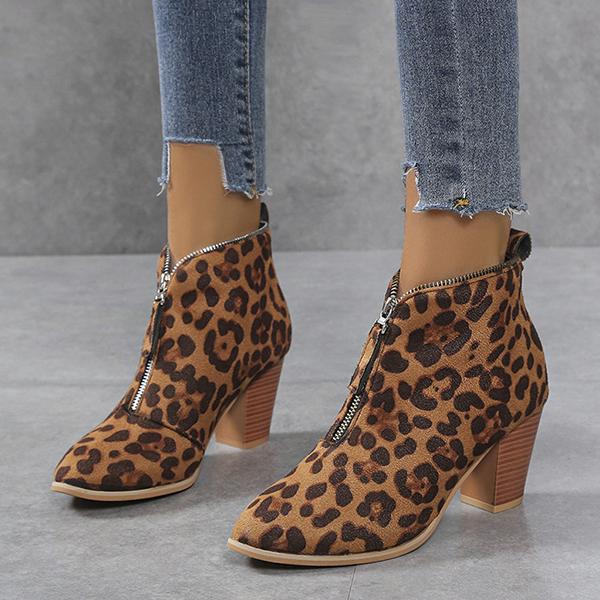 Women's Vintage Suede Leopard Print Booties