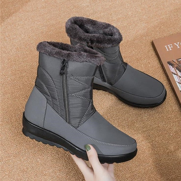 Women Waterproof Fur Boots Zipper Thick Sole Orthopedic Shoes