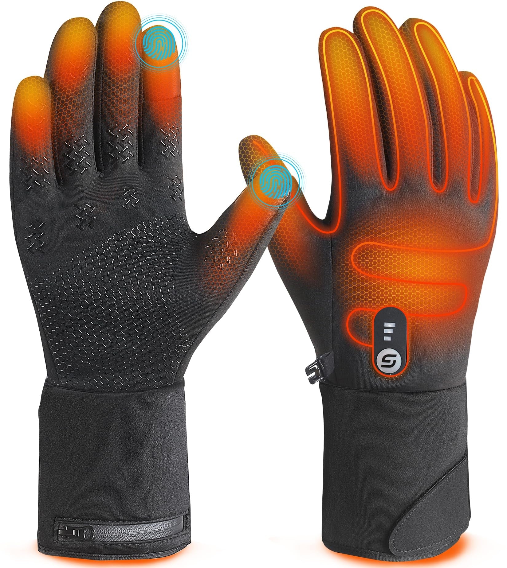 Heated Gloves with Touch Screen and Rechargeable Battery
