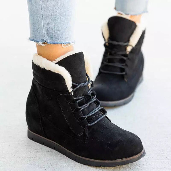 Women's Casual Simple Style Flat Heel High-Top Lace-Up Snow Boots
