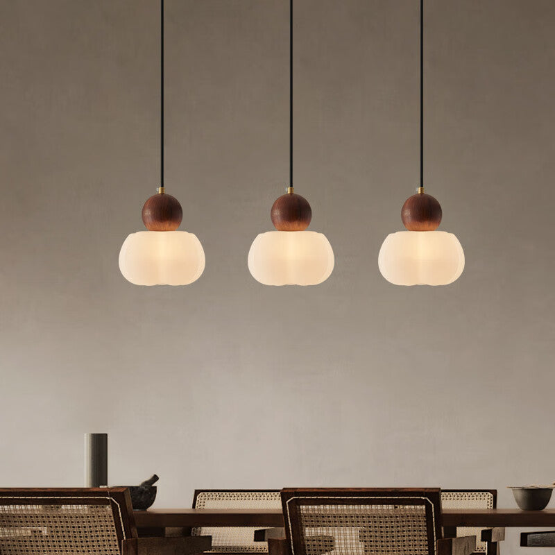 Willbuyshop Vintage Chinese Chandelier - 3-Head Walnut Wood