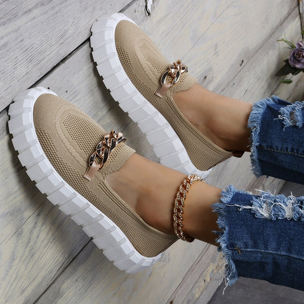 Women's Gold Chain Loafers for Comfy Walks