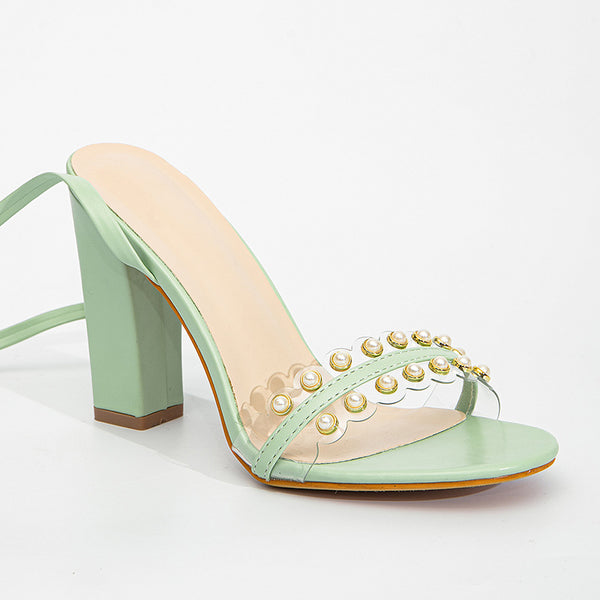 Women's Heel Sandals Open Toe Chunky Heel PU Leather Sandals