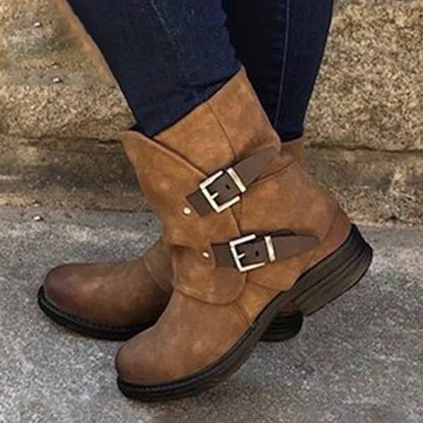 Women's Vintage Side Zipper Ankle Boots