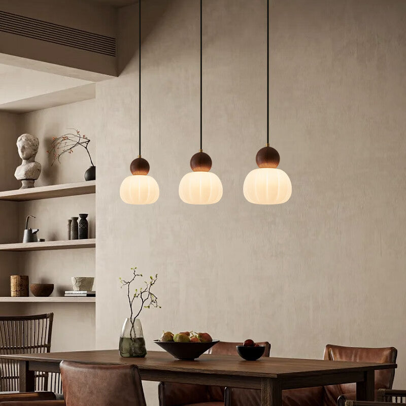 Willbuyshop Vintage Chinese Chandelier - 3-Head Walnut Wood